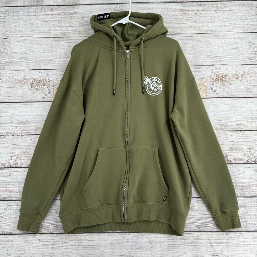 Dixxon Ground Up Customs Full Zip Hoodie‎ Sweatshirt Mens Large Green